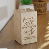 Personalised Love Story Wooden Tealight Holder Extra Image 3 Preview